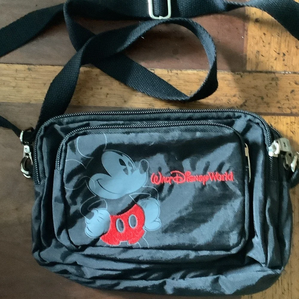 Disney Black Mickey Mouse Pouch Bag with Red Accent